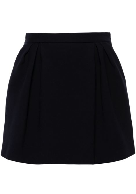 Navy blue pleat-detail virgin-wool skirt Alessandra Rich - women